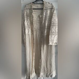 Cream Lace Long Cardigan POL size L